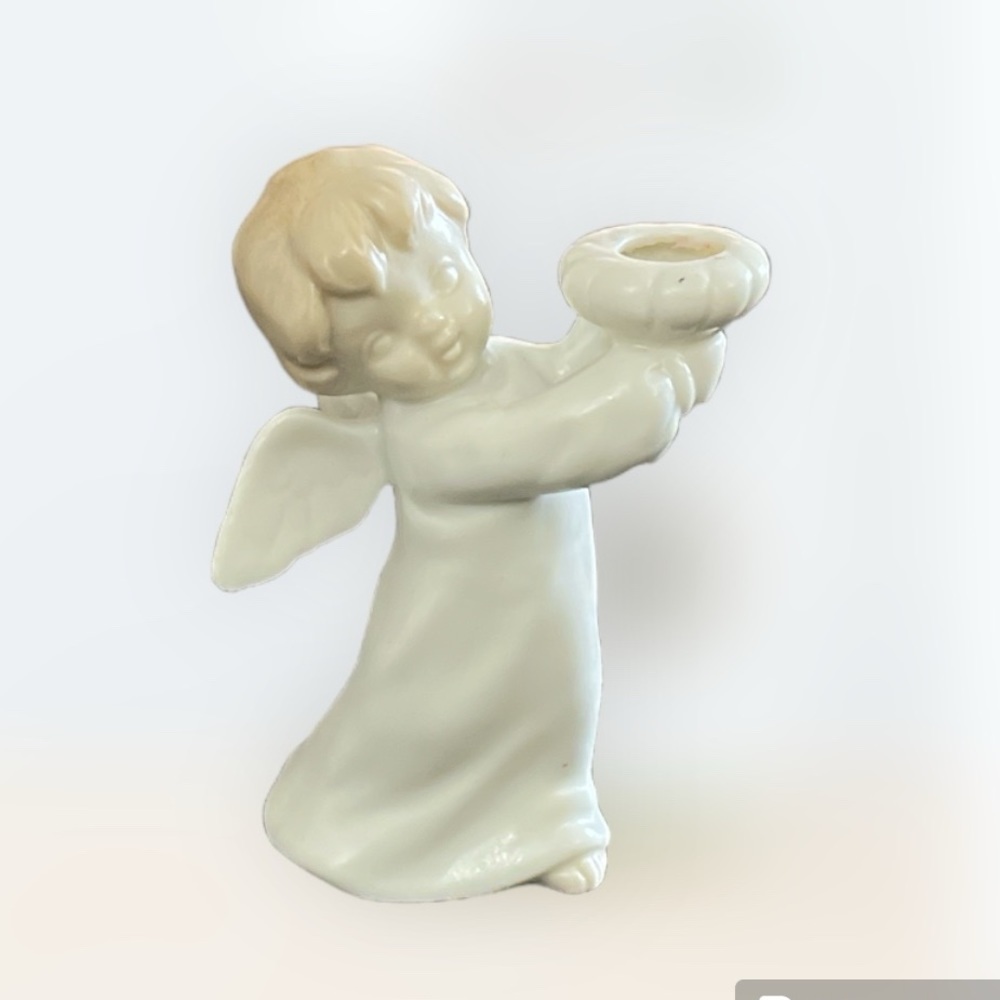 Vintage 1982 Fitz and Floyd Japan Porcelain Angel Candlestick